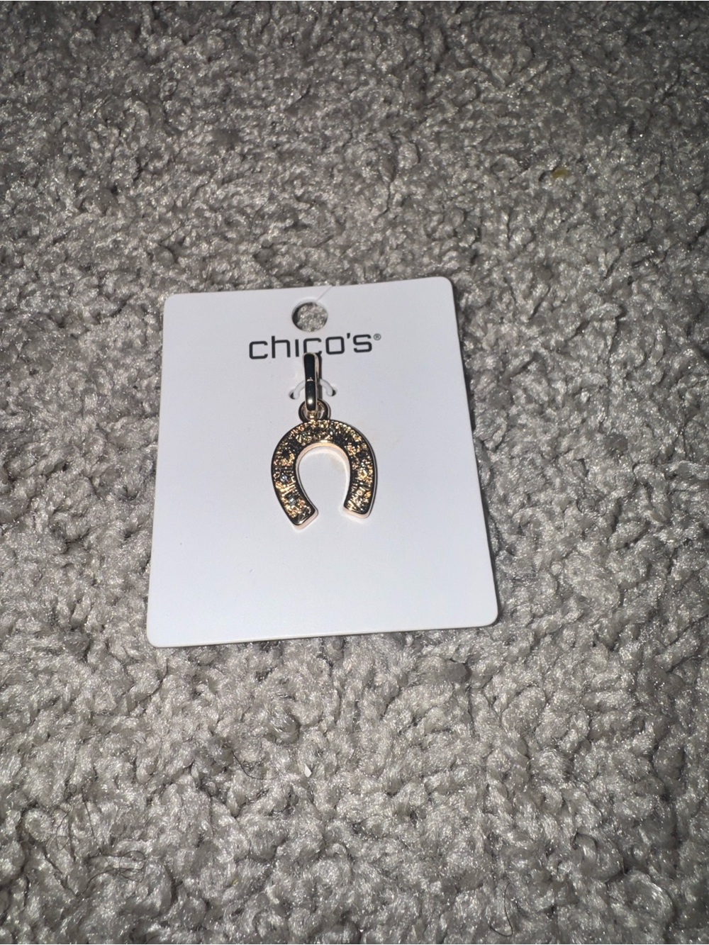 Chico's Gold-Tone Crystal Horseshoe Charm